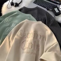 T-shirt Homme Noir Uni Épais 300 g/m² Haute Qualité Coupe Boxy Oversize avec Broderie Personnalisée