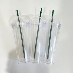 Vaso Térmico Acrílico Transparente de 24oz con Tapa de Domo y Diamantes de Imitación, Botella de Agua de Doble Pared con Orificio en la Base - Product Image 1
