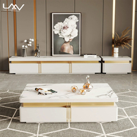 Table basse de salon rectangulaire blanche de luxe Table basse nordique d'hôtel et d'appartement avec tiroir et meuble TV Ensemble de meubles