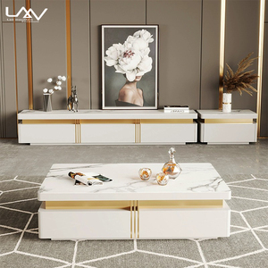 Mesa de centro rectangular blanca de lujo para sala de estar, mesa de centro nórdica para apartamento de Hotel con cajón y soporte de <span class=keywords><strong>TV</strong></span>, juego de muebles - Product Image 5