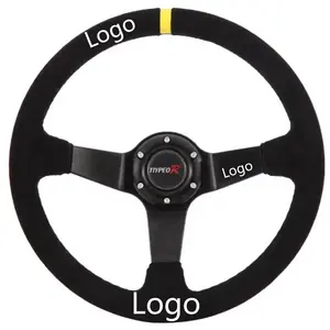 Tiypeor Customizable General Purpose Part Car Modification Steering Wheel 350MM Leather Racing Suede Sport Steering Wheel