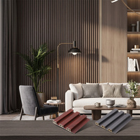 Panneau mural rainuré en WPC co-extrudé moderne pour intérieur, panneau décoratif à lattes pour fond de télévision, panneau composite bois-plastique