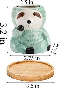 Maceta de cerámica con diseño de <span class=keywords><strong>Koala</strong></span> para decoración del hogar, maceta suculenta con ranuras para flores, adornos de escritorio, bonsái, maceta para decoración de jardín - Product Image 3
