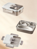 Boîte à lunch portable et mignonne en acier inoxydable 304, couvercle en plastique anti-fuite, chauffable, sans BPA, pour étudiants, bureau, pique-nique en plein air