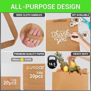 Customizable Handmade Sustainable Luxury Kraft Paperboard Bag Recycled Materials for Small Business Restaurant Take-Away Food - Product Image 2