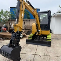Excavatrice Caterpillar 303.5E d'occasion avec coupleur rapide inclinable et rotatif, zéro queue de traînée, Cat 3 tonnes, pelle compacte, certifiée CE EPA Tier 4