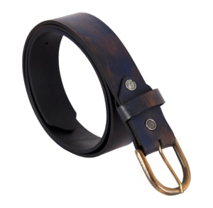 Cinturón de Cuero Genuino Personalizado con Acabado Azul Encerado, Hebilla Personalizada, Marca Privada OEM/ODM, Venta al Por Mayor, Estilo Casual Vintage - Product Image 1