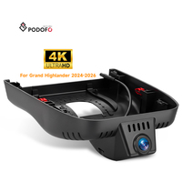 Podofo pour Grand Highlander 2024 2025 2026 Caméra embarquée 4K Boîte noire de voiture 2160P Caméra cachée WiFi Plug & Play Enregistrement en boucle Capteur G