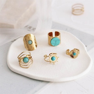 Anillo Vintage Chapado en Oro PVD de 18k, Anillo de Aro con Turquesa Popular para Mujer - Product Image 5