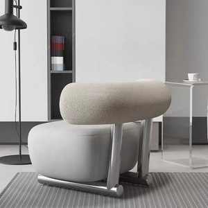 Nordic light luxe luge chaise salon chambre <span class=keywords><strong>laine</strong></span> <span class=keywords><strong>d</strong></span>'agneau tissu canapé en <span class=keywords><strong>acier</strong></span> inoxydable simple chaise paresseuse - Product Image 5