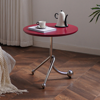 Table basse ronde moderne avec base en acier inoxydable et plateau en MDF, style nordique, meubles de salon pour canapé et balcon