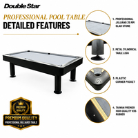 Table de billard américaine Double Star 9FT en bois massif avec plateau en ardoise de 25 mm noir mat pour la maison, le bar, le club, la salle de jeux, les tournois