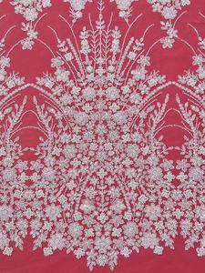 Nuovo disegno del fiore del ricamo della maglia del tessuto francese del pizzo di paillettes abito da sposa di pizzo abito da sposa - Product Image 3