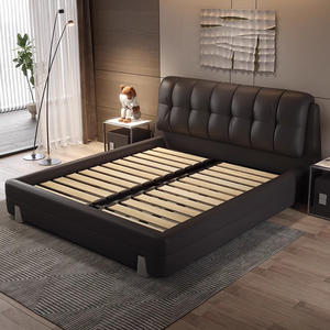 Italiaanse Luxe Kingsize Tweepersoonsbed Van Hoge Kwaliteit Ecologisch Lederen Hoofdeinde Moderne Koningin Slaapkamermeubels Afgeprijsd - Product Image 4