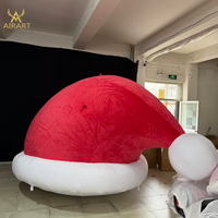 Chapeau de Noël gonflable en peluche rouge, chapeau de dessin animé, ballon pour les expositions de festivals, décoration