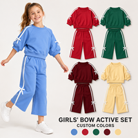 Ensemble 2 pièces multicolore pour filles, sweat-shirt à manches longues avec pantalon ample, vêtements de sport décontractés pour tout-petits