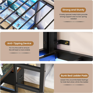 <span class=keywords><strong>Lit</strong></span> superposé de haute qualité, pleine grandeur, avec support en métal robuste et bureau intégré pour étudier ou travailler - Product Image 6