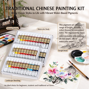 Set Professionale di Pigmenti per Pittura Cinese, <span class=keywords><strong>Colori</strong></span> Tradizionali per Pittura a Inchiostro Sumi-e, Forniture per Belle Arti, Confezione Regalo - Product Image 3