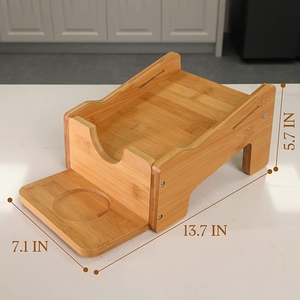 Porte-détergent à lessive en bambou avec plateau pour tasse, porte-savon à lessive coudé - Product Image 1
