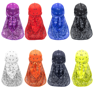 Durag in Poliestere all'Ingrosso, Cappello Designer 360 Waves, Bandana Paisley Durag da Uomo con Coda Lunga, Hip Hop, per Esterni - Product Image 2