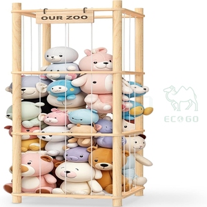 Organizador de Juguetes de Peluche de Madera de 3 Niveles para Niños, Exhibidores de Animales de Peluche, Estantes de Almacenamiento - Product Image 1