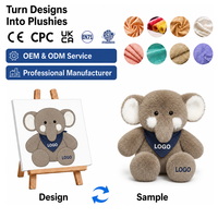 Logo personnalisé sur l'éléphant en peluche, mascotte douce, cadeau publicitaire, jouet