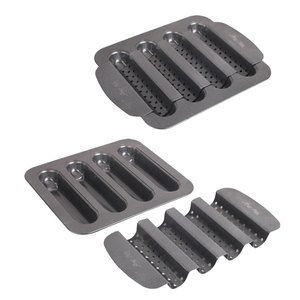 OKAY BK-S2019 Plaque de cuisson 4 cavités antiadhésive en acier <span class=keywords><strong>au</strong></span> carbone pour saucisses, compatible <span class=keywords><strong>four</strong></span>, pour burgers et hot-dogs faits maison, certifiée LFGB - Product Image 2