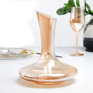 Nhãn hiệu riêng handmade Electroplated hổ phách bình rượu vang Decanter rượu vang đỏ kính Bộ quà tặng