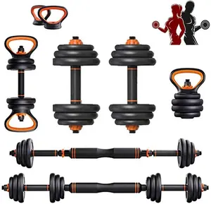 In magazzino set di manubri da palestra con manubri alimentati pronti per la spedizione 10kg-40kg 6 in 1 pesi regolabili kettlebell/bilanciere/set di manubri