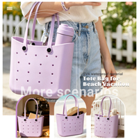 Bolso de mano de EVA de color sólido DIY, bolso de mano portátil y versátil, bolso de hombro impermeable de gran capacidad con parte superior abierta, dos asas, para todas las estaciones