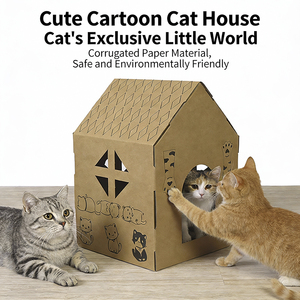 Çevre Dostu Sevimli Evcil Hayvan Tırmalama Evi Çıkarılabilir Kedi Barınağı Büyük İç Mekan Depolama Karton Kedi Evi - Product Image 1