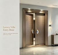 Poignée décorative en alliage d'aluminium bronze antique pour double porte de villa, texture géométrique classique en relief, pour intérieur de chambre en porcelaine