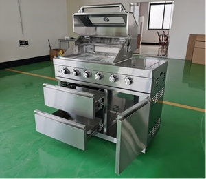 Luxury Garden Outdoor Kitchen Furniture Frame Stainless Steel Natural Gas Korean <strong>BBQ</strong> Grill Table Gas Food Truck Barbecue Grills - Product Image 3