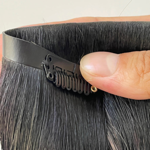 최고-노치 품질 100% 처녀 페루 전체 큐티클 헤어 익스텐션 슈퍼 원활한 클립 인 아니 MOQ 높은 인모 익스텐션 - Product Image 6