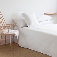 Draps de lit en tissu uni teint avec logo personnalisé, 100% coton, 400T, draps plats ajustés