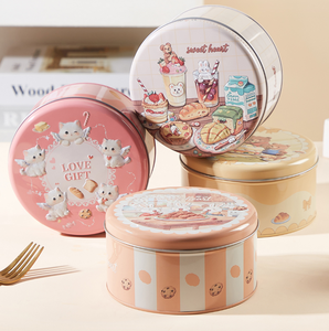 Boîte en métal ronde pour bonbons, avec motif de dessin animé en relief, capacité de 1,27 L, récipient de stockage alimentaire pour biscuits, gâteaux, flocons de neige, marque <span class=keywords><strong>TIMO</strong></span> - Product Image 1