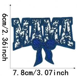 Nouvel arrivage : Patch thermocollant en chenille avec bord pailleté, motif nœud 'Mama', 'Mom', 'Auntie', 'Wifey', taille moyenne, pour la décoration de chapeaux, sacs et vêtements - Product Image 4