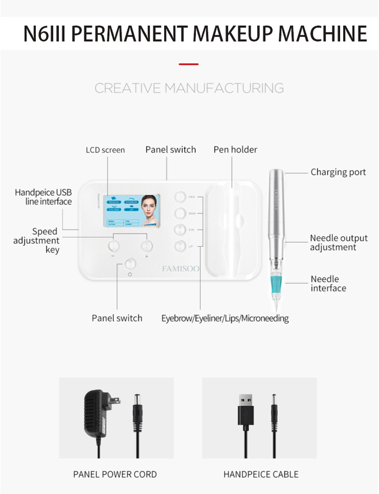 눈썹을 위한 FAMISOO N6III 마이크로블딩 피무 디지털 머신 영구적 메이크업 기계