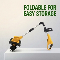 Micro-cultivateur rotatif agricole pliable LVTO portable 21V, alimenté par batterie lithium-ion rechargeable, moteur à balais RS775