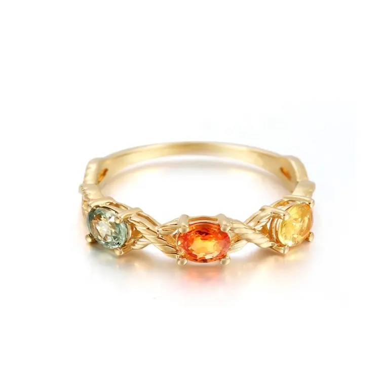 Manufacturer Custom Fashion Gemstone Jewelry 18K Solid Gold Sapphire Ring