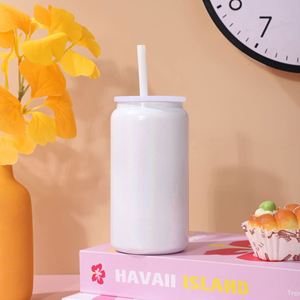 Bouteille isotherme moderne en acier inoxydable de 16 oz, colorée, effet arc-en-ciel, par sublimation, pour canettes, avec couvercle à paille, maintien au chaud 6-12 heures - Product Image 4