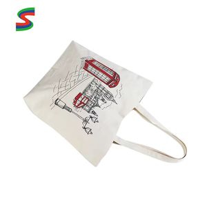 Bolso de Mano Personalizado de Lona de Algodón con Diseño Impreso en Seda de 4 Colores, Estilo Vintage para Mujer, Portátil, para Todas las Temporadas - Product Image 2
