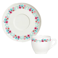 BENELUCK Ensemble Tasse et Soucoupe en Porcelaine Style Marocain Classique, Motif Floral Pastoral Personnalisé, Écologique, Hunan 180ml BL-D036 Maison
