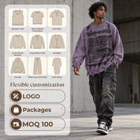 Pull en maille streetwear pour homme, avec logo imprimé sur le devant, service personnalisé, faible MOQ, collection automne