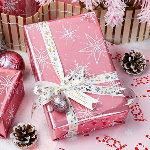 <b>Pink</b> Christmas Wrapping Paper Roll 17in X 33ft Double Side Reversible For Holiday Gift Craft Packaging - Product Image 6