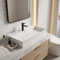 Lavabo rectangulaire en céramique multi-spécifications, haute température, haute qualité, lavabo de salle de bain à poser