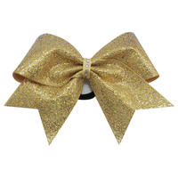 Grand nœud en ruban gros-grain pailleté de 7 pouces pour filles, accessoires pour cheveux de cheerleading avec élastique noir