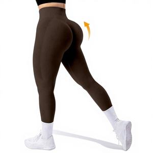 Leggings Deportivos de Cintura Alta, Color Sólido, Largos, de Spandex y Nailon, para Yoga, Fitness, Running, Entrenamiento, Leggings Sin Costuras con Efecto Push-Up para Mujer - Product Image 1