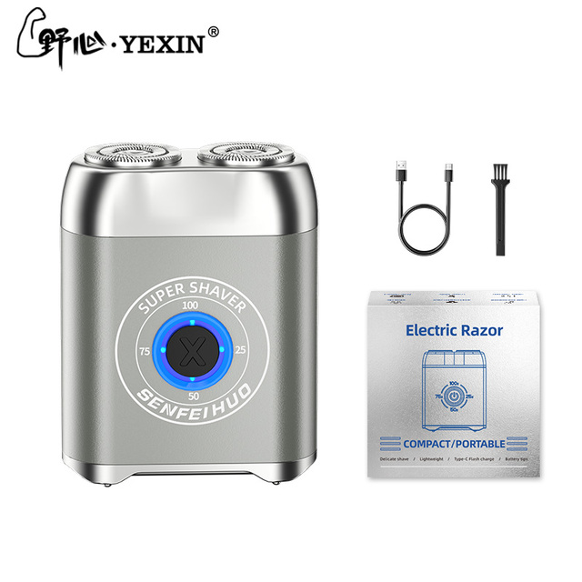 Portable Men's Electric Shaver USB Powered Aluminum Alloy Razor Household Use Washable Beard Trimmer IPX7 Face Shaving Tool