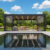 Pergola en aluminium thermolaqué avec lames orientables pour un espace de vie extérieur moderne, idéale pour la cour et la terrasse, design écologique
